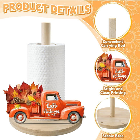 APUDWN 10 Countertop Summer 4th Interchangeable Paper Towel Holder Seasonal Freestanding Bamboo Paper Towel Holder