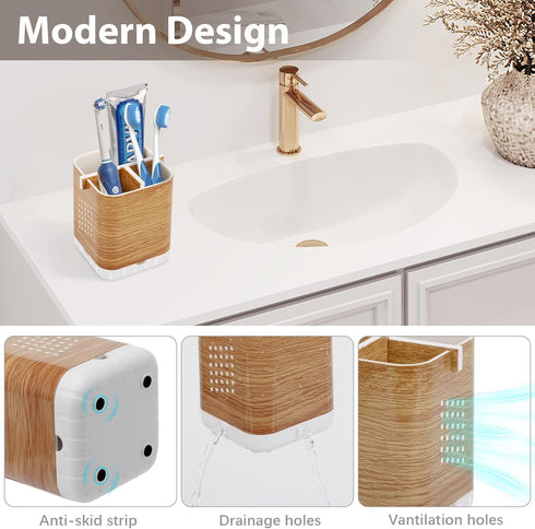Boperzi Toothbrush Holders for Bathrooms, Detachable Anti-Slip Organizer for Kids, Toothpaste Holder Caddy
