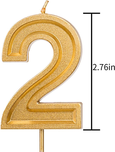 Luter 2.76 Inches Large Gold Glitter Birthday Candles - Number Cake Topper Decoration for Kids, Adults, Wedding Party