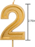Luter 2.76 Inches Large Gold Glitter Birthday Candles - Number Cake Topper Decoration for Kids, Adults, Wedding Party