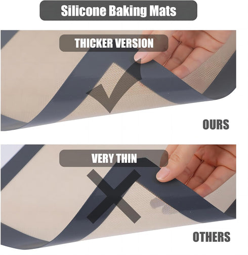 3-Pack Non-Stick Reusable Silicone Baking Mat, Perfect for Oven, Great for Baking Cookies, Pizza, Food-Grade Silicone