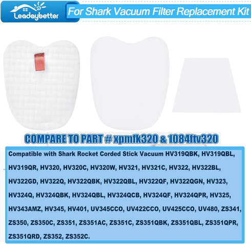 8 Pre-Filters (4 Foam + 4 Felt) and 4 Post-Filters for Shark Rocket Zero-M Vacuums, Replaces Shark Part #