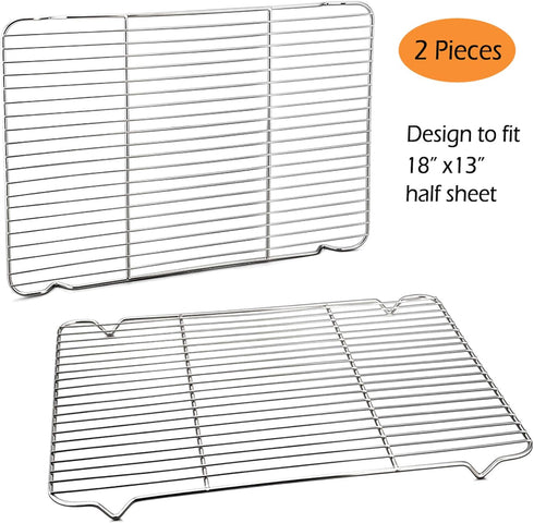 P&P CHEF Baking Rack Set of 2 - 16.6''x11.6 Stainless Steel Wire Cooling Drying Roasting Rack