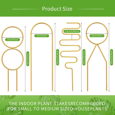 CANIPHA 4 Pcs Small Metal Trellis for Potted Plants,Gold Trellis for Climbing Plants Indoor,Small Trellis for Potted
