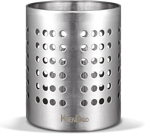 KSENDALO 304 Stainless Steel Utensil Holder, Sturdy Silverware Drainer Basket, Utility Drying Rack for Countertop,