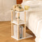 AWASEN C Shaped End Table, Small Side Table for Couch, 3-Tier Wood