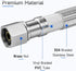 JUWO 18 FT Water Line for Refrigerator, 1/4 Inch Compression Stainless Steel Ice Maker Hose Connector for Medium