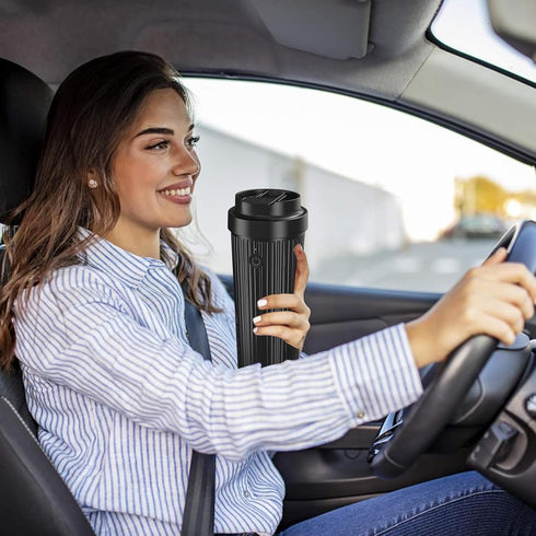 Switch|12 OZ Heated Cup,Car Cup Holder,Intelligent Cooler Mug|One Touch Coffee Mug|Car Smart Heating & Cooling
