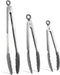 COOK WITH COLOR Stainless Steel Silicone Tipped Kitchen & BBQ Tongs Set, 3 Piece Tongs in Black