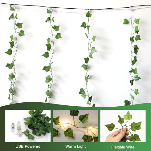 6.5ft 6.5ft 200 8 A.bigwhale Vines Lights for Bedroom, x Ivy Garland with LED Vine Artificial Fairy Lights Curtain