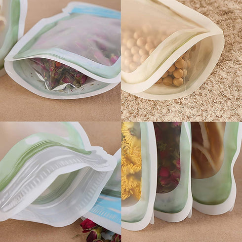 Enkrio 20 PCS Mason Jar Zipper Bags, Reusable Food Storage Bag for Snack, Airtight Zipper Sealed