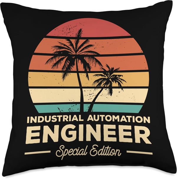 Vintage Industrial Automation Engineering Throw Pillow, 18x18, Multicolor