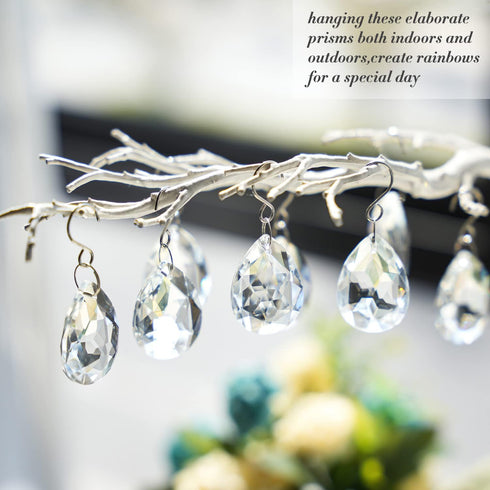 10pcs 38mm Clear Crystal Teardrops Chandelier Parts,Chandelier Crystal Prisms Pendants with Hook,Hanging Crystals