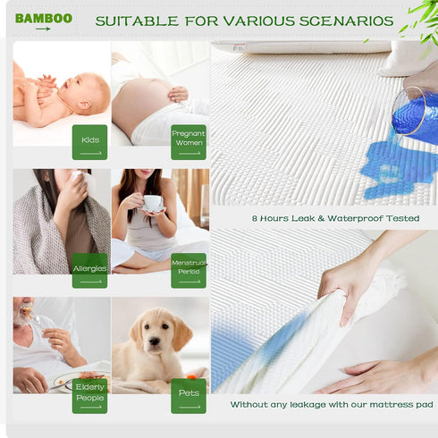 GRT King Size Waterproof Mattress Protector - 3D Air Fiber Cooling Breathable Mattress Pad, Ultra Soft, Fits 26'' Deep