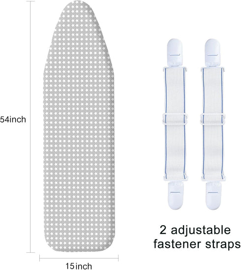 Ironing Board Cover and Pad, Standard Size 15" x 54", 4 Layers Extra Thick, Scorch Resistant with Elastic Edge