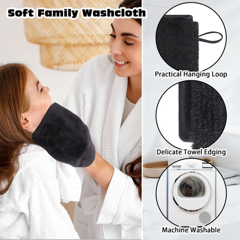 PHOGARY 6 Pack 7.8"x5.1" Microfiber Face Washcloths Facial Wash Mitts, Soft Flannel Towel for Washing Face, Reusable