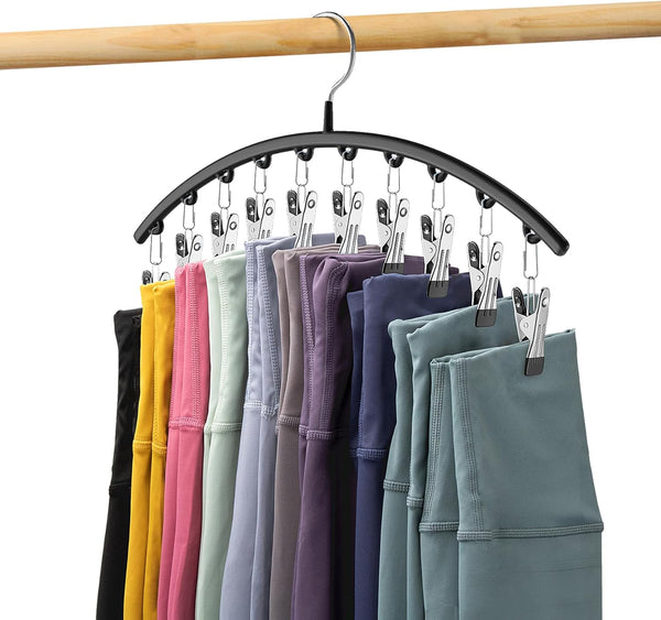 Legging Organizer for Closet, Metal Yoga Pants Hangers with 10 Clips, Space Saving, Black