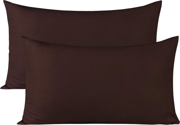 BEDSUM Microfiber Queen Pillowcases, Set of 2, Soft Wrinkle Resistant with Envelope Closure, 20x30 inches, Dark Brown