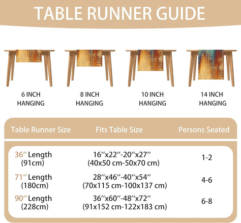 AILUER 71in Burnt Orange Farmhouse Table Runner Vintage Abstract Blue and Orange Table Runner Messy Rust Painting