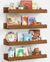 Harwaya Walnut Nursery Book Shelves Wall Set of 4, Dark Wood Scalloped