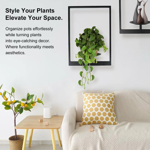 SUNLITOPTO (2 PACK(BLACK)) Plant Wall Shelf, Metal Modern Style Frame, Picture Wall Plant Holder, Plant Frames