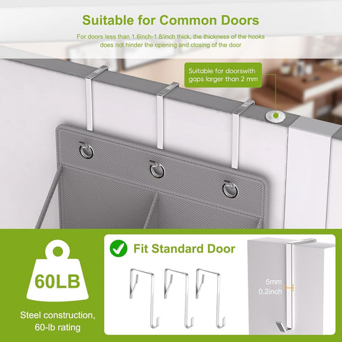 Closet, VERONLY Door Shoe Organizer, Over The Door Hanging Shoe Rack with Large Pockets, Space Saving Shoe Storage
