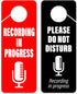 CLEVER SIGNS Recording in Progress Sign, Please Do Not Disturb Door Knob Hanger, 2 Pack, Double Sided