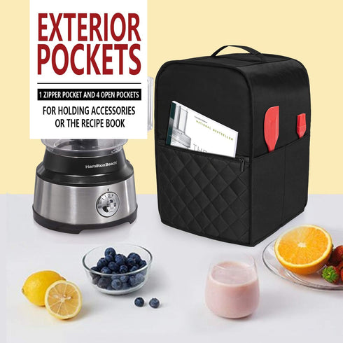 Luxja Food Processor Cover for Cuisinart and Hamilton Beach 10-14 Cup Processor, Dust Cover with Accessories Pockets,