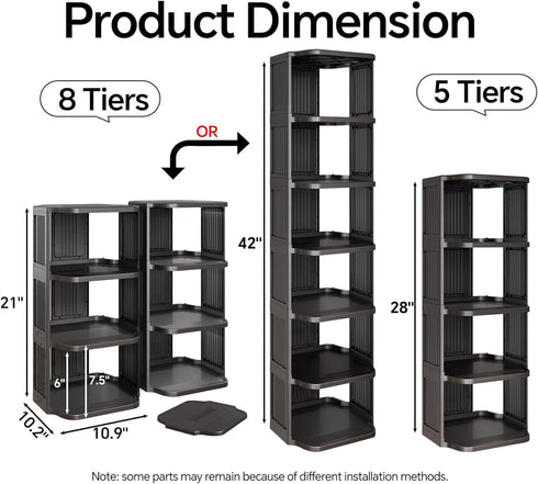 8-Tier Closets Kitstorack Vertical Plastic Shoe Rack, Freestanding Stackable Storage Organizer for Small and Tight