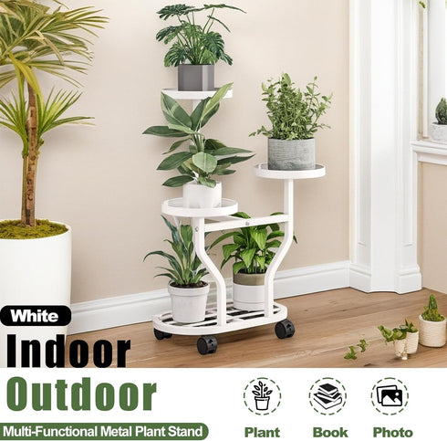 3 3 Plant Stand with Wheels Tier Metal Plant Holder Corner Flower Shelf for Multiple Plants Display Rack for Bedroom