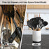 Glossy White Ceramic Utensil Holder for Countertop, Modern Small Cooking Utensil Crock, Easy to Clean, 4.5×6.4 IN