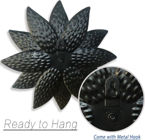Metal Flower Wall Art Decor, 10" Rustic Modern Antique Floral Sculpture, Distressed Iron Wall Hanging for Home