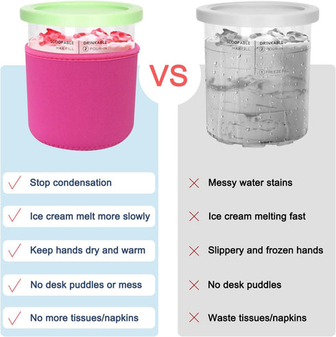 Xumbtvs 4 NC501, NC500 Sleeve(Colorful,24oz) Reusable Ice Cream Sleeve, Pcs Neoprene Insulated Sleeves for Creami
