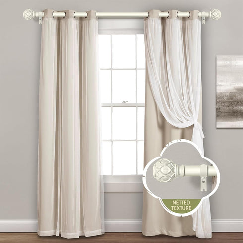 White Curtain Rods for Windows 18 to 60 Inch - 1 Inch Adjustable Heavy Duty Drapery Rods