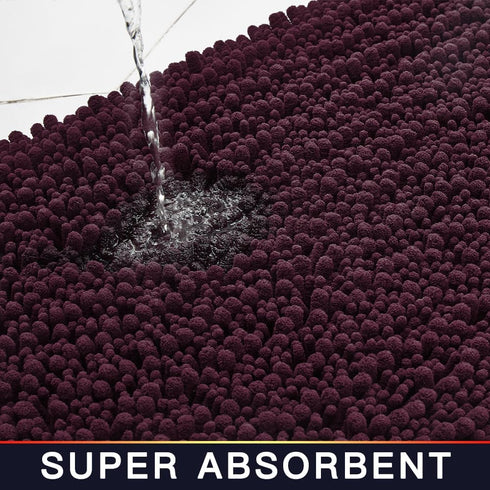 Walensee Bathroom Rug Non Slip Bath Mat, 36x24 Inch Plum Purple, Water Absorbent Super Soft Shaggy Chenille Machine