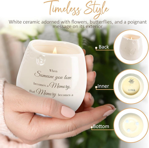 Pavilion 8 Oz Candle Holder, Cream Beige Ceramic Vessel with 100% Soy Wax, Tranquility Scent