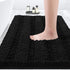 Striped Black Bathroom Rug Mat 17"x24", Ultra Soft Non Slip Chenille Bath Rugs for Bathroom Bedroom Kitchen Shower