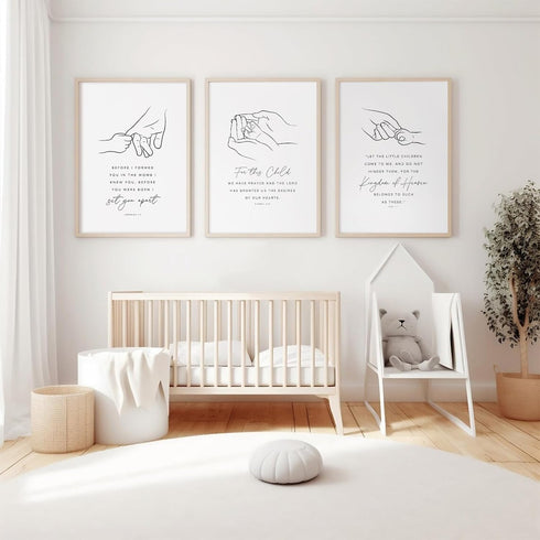 Joocrise Set 3 12x16 Inch Nursery Scripture Wall Art of Nursery Bible Verse Wall Decor Baby Christian Canvas Art
