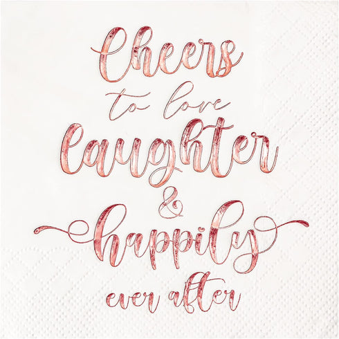 Crisky Bridal Shower Napkins - Rose Gold Happily Ever After Cocktail Beverage Cake Dessert Napkins for Wedding & Bridal