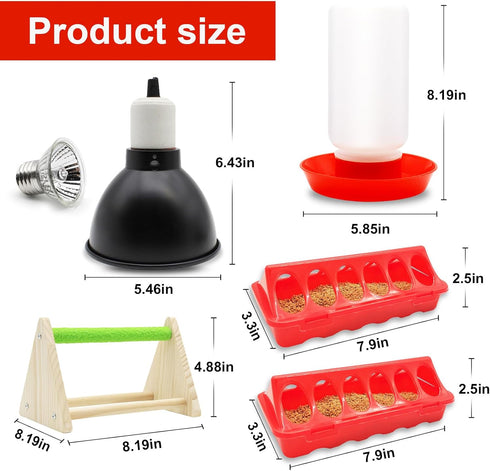 75W Chick Feeder and Waterer Kit with Heat Lamp, Chick Perch, Flip Top Poultry Feeder, Baby Chick Starter Kit for Chick