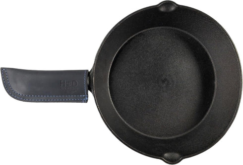 Hide & Drink Full Grain Leather Hot Handle, Cast Iron Protector, Panhandle Potholder, Handmade, Slate Blue