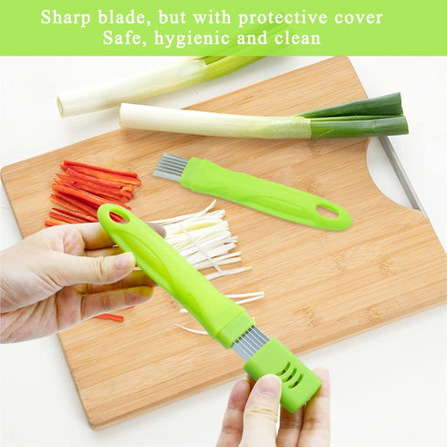 2Pcs TACYKIBD Scallion Cutter Shred Knife, Stainless Steel Vegetable Onion Slicer, Green Onion Cutter