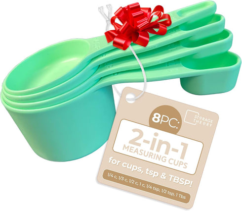 Storage Theory 2-in-1 Measuring Cups & Spoons Set - Space-Saving Kitchen Gadget for Baking, Cooking, Coffee