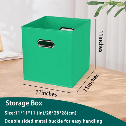 Black Foldable Storage Cubes, Set of 3 Fabric Organizer Bins with Dual Handles for Home Organization (Green)