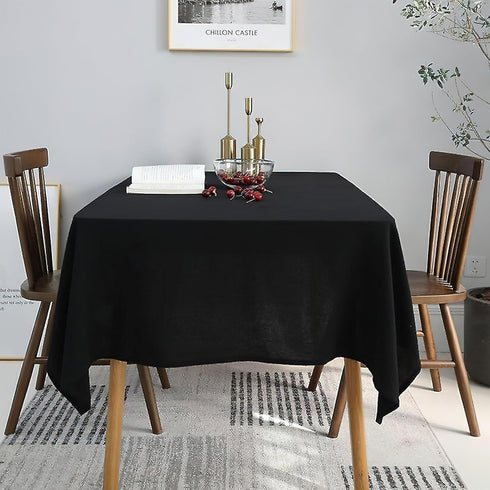 GFCC 54 x 54-Inch Black Rectangular Polyester Tablecloth for Wedding Party Decorations, Square Table Cloth Cover