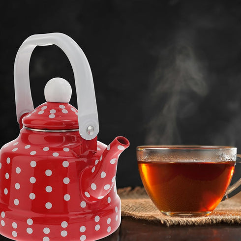 Luxshiny Enamel Stovetop Pour-Over Coffee and Tea Kettle, Small Boiling Water Pot, Camping Teapot