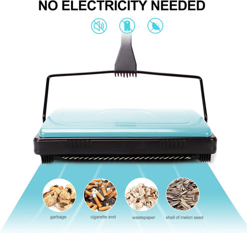 Yocada Carpet Sweeper Cleaner for Home Office, Low Carpets, Rugs, Pet Hair Dust Scraps, Small Rubbish Cleaning with