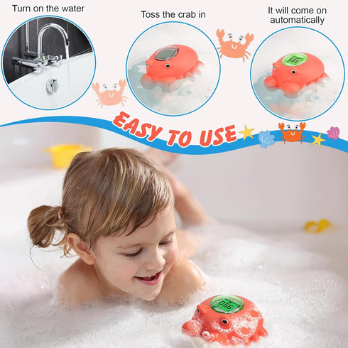 IPX8 Swimming Floating Crab Baby Bath Thermometer Rechargeable Digital Pool & Bathtub Thermometer, Baby Shower Gifts