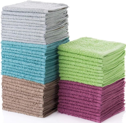 Simpli-Magic Cotton Wash Cloths 12"x12" (50 Pack) Highly Absorbent Soft Towels for