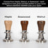 Calibrated Espresso Tamper 58mm Walnut, Auto-Leveling Stainless Steel Ripple Base Coffee Tamper with Replacement Springs